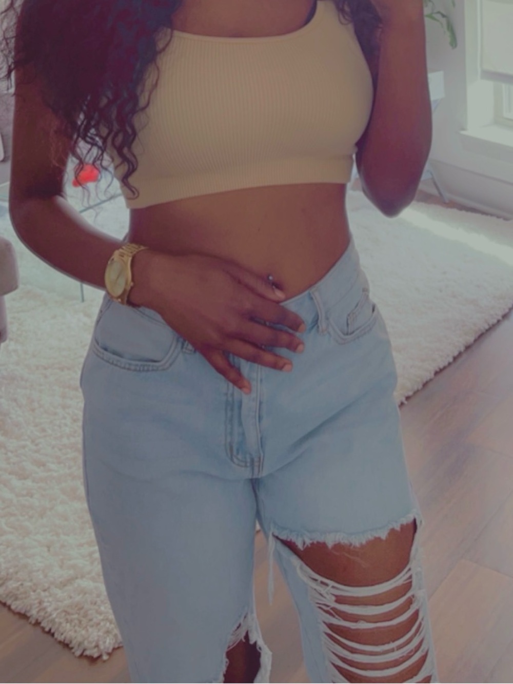 Light Blue Distressed Womenās Jeans